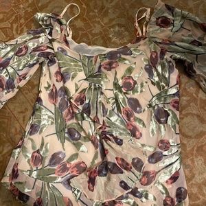Cinq a sept off shoulder flocked floral top